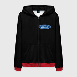 Толстовка 3D на молнии мужская FORD logo auto, цвет: 3D-красный