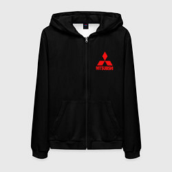 Толстовка 3D на молнии мужская Mitsubishi logo, цвет: 3D-черный