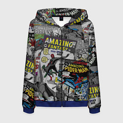 Толстовка 3D на молнии мужская Spider-man comics, цвет: 3D-синий