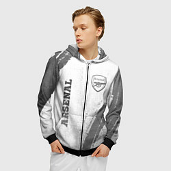 Толстовка 3D на молнии мужская Arsenal - white gradient вертикально, цвет: 3D-черный — фото 2