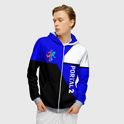 Толстовка 3D на молнии мужская Portal geometry steel game, цвет: 3D-меланж — фото 2