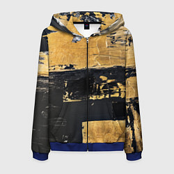 Толстовка 3D на молнии мужская Абстракция черная и коричневая краска, цвет: 3D-синий