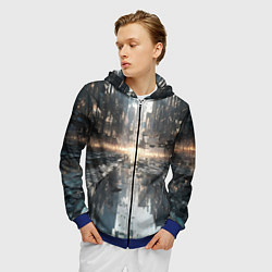 Толстовка 3D на молнии мужская Сюрреализм абстракция, цвет: 3D-синий — фото 2