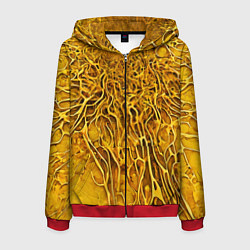 Толстовка 3D на молнии мужская Жёлтый симбионт абстракция, цвет: 3D-красный