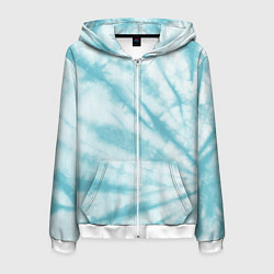 Толстовка 3D на молнии мужская Голубой тай дай, цвет: 3D-белый