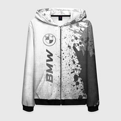 Толстовка 3D на молнии мужская BMW - white gradient по-вертикали, цвет: 3D-черный