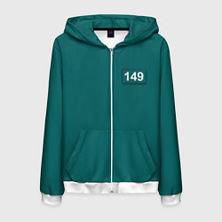 Толстовка 3D на молнии мужская Игрок 149 - Игра в кальмара, цвет: 3D-белый