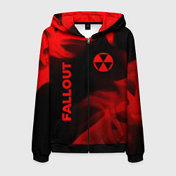 Толстовка 3D на молнии мужская Fallout - red gradient вертикально, цвет: 3D-черный