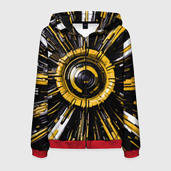 Толстовка 3D на молнии мужская Чёрно-жёлтая сфера киберпанк, цвет: 3D-красный