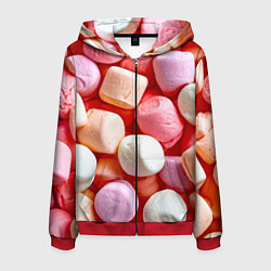 Толстовка 3D на молнии мужская Маршмэллоу, цвет: 3D-красный