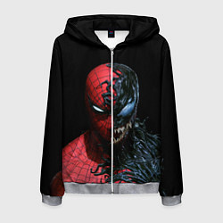 Толстовка 3D на молнии мужская Человек паук симбиот, цвет: 3D-меланж