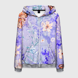 Толстовка 3D на молнии мужская Растения на розовом фоне, цвет: 3D-меланж