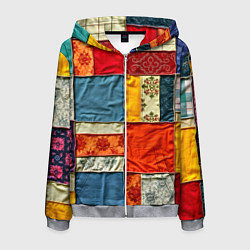 Мужская толстовка на молнии Пэчворк из ярких тканей