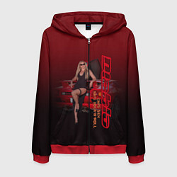 Толстовка 3D на молнии мужская Lamborghini Diablo, цвет: 3D-красный