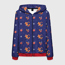 Толстовка 3D на молнии мужская Сладости и снег, цвет: 3D-красный