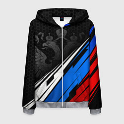 Толстовка 3D на молнии мужская Россия - абстракция, цвет: 3D-меланж