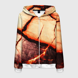 Толстовка 3D на молнии мужская Трещины на абстрактном красном фоне, цвет: 3D-белый