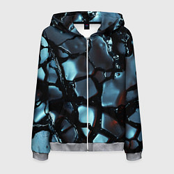 Толстовка 3D на молнии мужская The liquid substance is grey, цвет: 3D-меланж