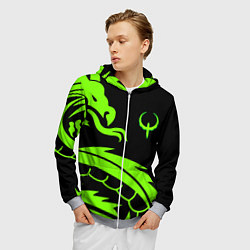 Толстовка 3D на молнии мужская Квейк кислотный дракон лого, цвет: 3D-меланж — фото 2