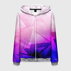 Толстовка 3D на молнии мужская Неоновая геометрия осколки, цвет: 3D-меланж