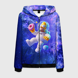 Толстовка 3D на молнии мужская Homer Simpson is a brave astronaut, цвет: 3D-черный