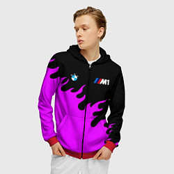 Толстовка 3D на молнии мужская BMW flame, цвет: 3D-красный — фото 2