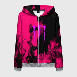 Мужская толстовка на молнии Monster energy fire pink