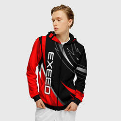 Толстовка 3D на молнии мужская Exeed - red uniform, цвет: 3D-черный — фото 2