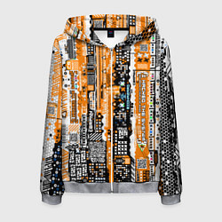 Толстовка 3D на молнии мужская Киберпанк паттерн жёлтый, цвет: 3D-меланж