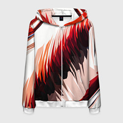 Мужская толстовка на молнии Чёрно-красные острые полосы на белом фоне