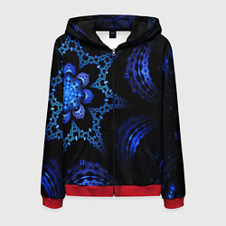Толстовка 3D на молнии мужская Синий фрактал текстура, цвет: 3D-красный