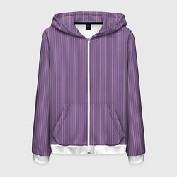 Толстовка 3D на молнии мужская Серо-фиолетовый в тонкую полоску, цвет: 3D-белый