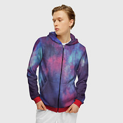 Толстовка 3D на молнии мужская Тай-дай космос, цвет: 3D-красный — фото 2