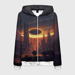 Толстовка 3D на молнии мужская Космос - человек, цвет: 3D-белый