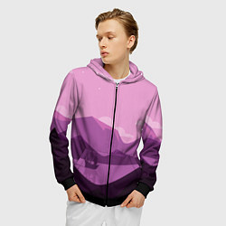 Толстовка 3D на молнии мужская Горное озеро, цвет: 3D-черный — фото 2