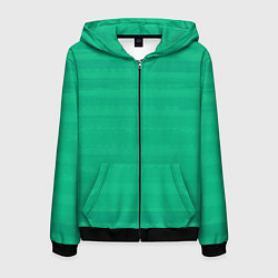 Толстовка 3D на молнии мужская Изумрудный зелёный однотонный с полосами, цвет: 3D-черный