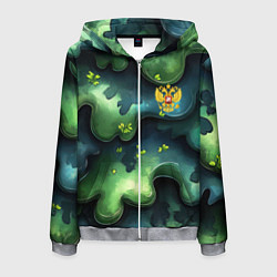 Толстовка 3D на молнии мужская Летний абстрактный камуфляж, цвет: 3D-меланж