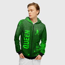Толстовка 3D на молнии мужская Queen - green gradient вертикально, цвет: 3D-черный — фото 2