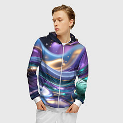 Толстовка 3D на молнии мужская Космическая краска, цвет: 3D-белый — фото 2