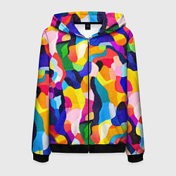 Толстовка 3D на молнии мужская Лоскутная абстракция, цвет: 3D-черный