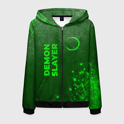 Мужская толстовка на молнии Demon Slayer - green gradient вертикально