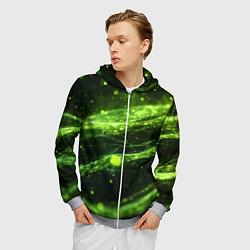 Толстовка 3D на молнии мужская Текстура зеленая жидкость, цвет: 3D-меланж — фото 2