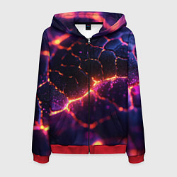 Толстовка 3D на молнии мужская Текстура вулкана, цвет: 3D-красный