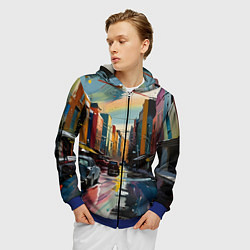 Толстовка 3D на молнии мужская Улица в стиле экспрессионизм, цвет: 3D-синий — фото 2