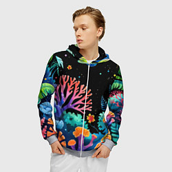 Толстовка 3D на молнии мужская Космический подводный мир, цвет: 3D-меланж — фото 2