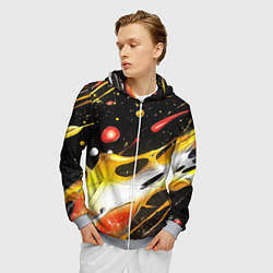 Толстовка 3D на молнии мужская Текстура краска, цвет: 3D-меланж — фото 2