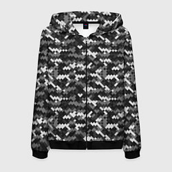 Мужская толстовка на молнии Серая пиксельная текстура