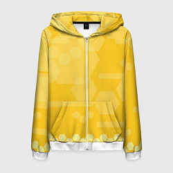 Толстовка 3D на молнии мужская Геометрические фигуры желтые, цвет: 3D-белый