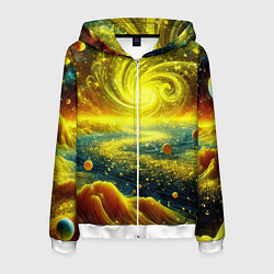 Толстовка 3D на молнии мужская Neon galaxy - ai art fantasy, цвет: 3D-белый