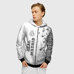 Толстовка 3D на молнии мужская Real Madrid - white gradient по-вертикали, цвет: 3D-черный — фото 2